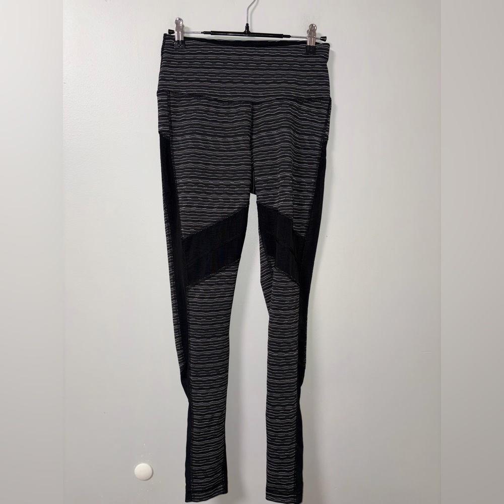 90‎ Degree by Reflex Gray Black Stripped Compression Ankle Leggings S Workout